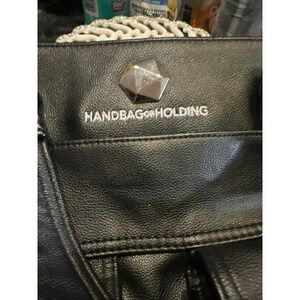 ThinkGeek Handbag of Holding Black Vegan Leather D&D Crossbody Tote Bag d20 Dice